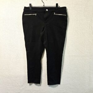 Lauren Ralph Lauren Black Straight Leg Mid Rise Zippered Accents Pants